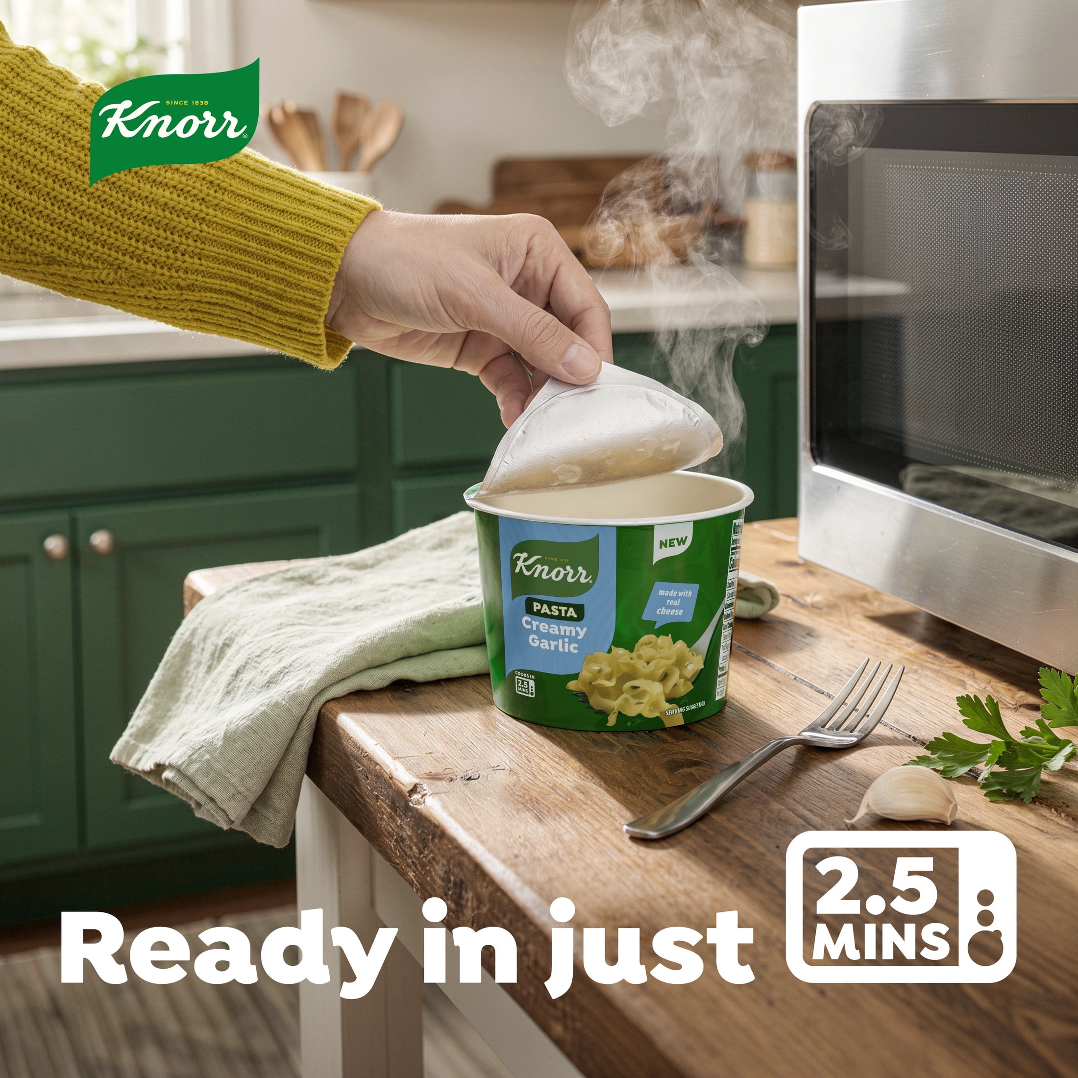 Knorr Sides Creamy Garlic Pasta Cups, Made With Real Cheese, 1.7 oz