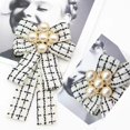thumbnail image 1 of Classic plaid printed bow brooch canvas pearl bow tie, 1 of 4