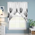 thumbnail image 6 of Black White Tulip Kitchen Window Curtains, Swag Curtains Valance for Bedroom Living Room Bathroom, Spring Greyscale Leaf Flower Plant Rod Pocket Window Treatment Curtain Block Drapes 2 Panels 36"x36", 6 of 9