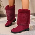 thumbnail image 4 of SACFOF Fur Boot for Women Comfortable Fuzzy Knee High Boots Round Toe Warm Snow Boots Fashion Winter Boots Y2K, 4 of 6