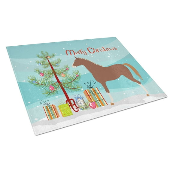Caroline's Treasures Hannoverian Horse Christmas Glass Cutting Board Large