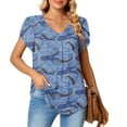 thumbnail image 3 of Patlollav Womens Petal Sleeve Tops V-Neck Short Sleeve T-Shirts Cute Print Summer Blouses, 3 of 6