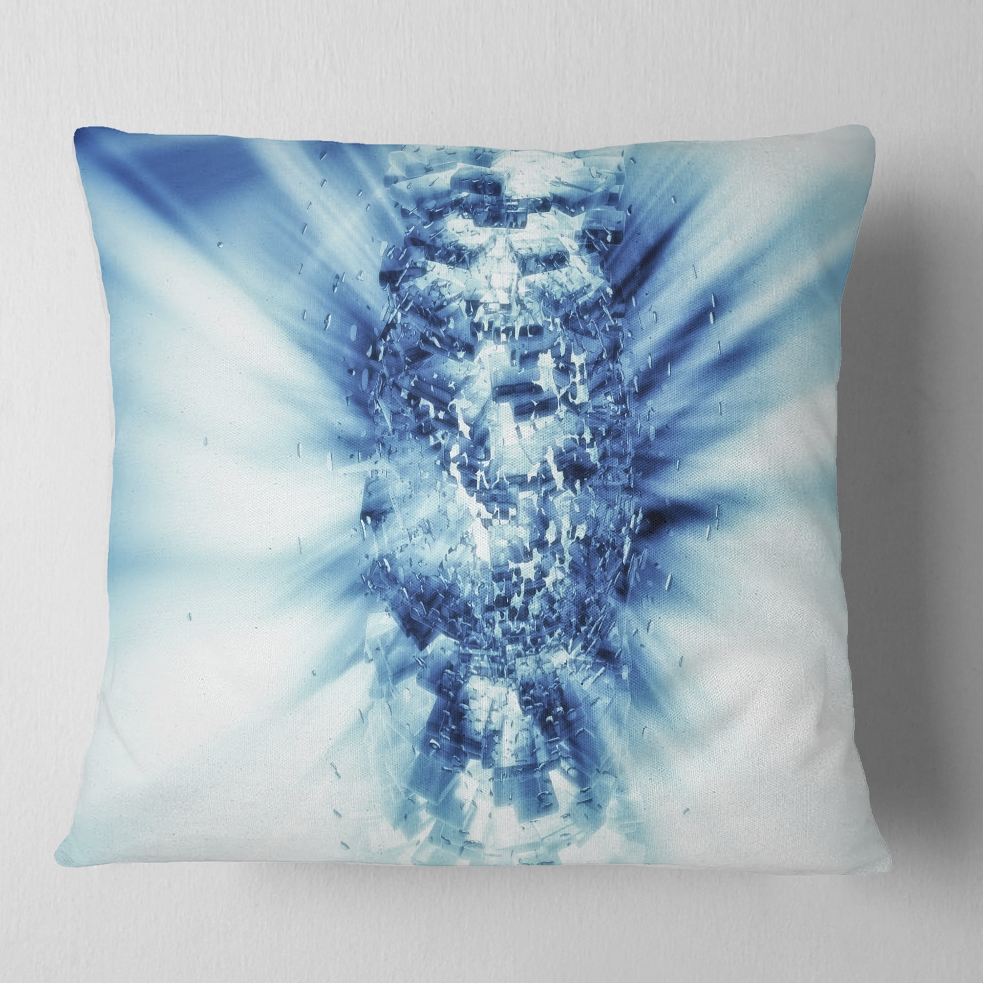 Designart Fractal 3D Blue Splash Burst - Contemporary Throw Pillow - 18x18
