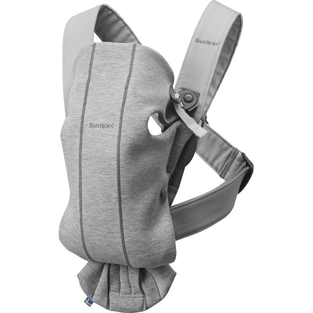 BabyBjörn - Portabebés Mini en tejido de punto 3D, gris claro