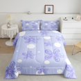 thumbnail image 2 of Feelyou Watercolor Flower Teens Bedding Comforter Set, Purple Blossoms Floral Twin Comforter Sets, Kawaii Princess Cartoon Reversible Bedding Set, Lightweight Room Decor, 2-Piece, 2 of 8