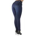 thumbnail image 6 of Fashion2Love Women's Juniors Colombian Design Butt Lift Push Up Mid Waist Skinny Jeans, 6 of 10