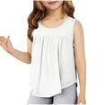 thumbnail image 1 of Girls Solid Ruffled Hem Tank Tops Kids Crew Neck Sleeveless Tops 4-14Y Casual Tees, 1 of 5