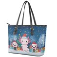 thumbnail image 3 of ZUXONGSY Christmas Axolotl Print Handbag for Women Lightweight Shoulder Bag PU Leather Top Handle Tote Bag with Handle for Dating Shopping, 3 of 6