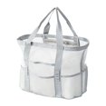 thumbnail image 1 of Bolso de playa de malla, bolsa de almacenamiento de red, bolso de mano para artículos esenciales de vacaciones en piscina, natación y viajes. Gris, 1 of 8