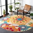 thumbnail image 3 of SAFAVIEH Cabana Molly Floral Indoor/Outdoor Area Rug, Ivory/Orange, 8' x 8' Round, 3 of 11