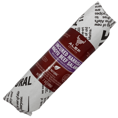 Uncured | Natural | Harrisa Wagyu Beef | Dry Salami | Alef Sausage | Healthy Snacks | Gluten-Free | Lactose-free | Dairy Free | Non-GMO | NITRATE Free | NITRITE Free | 7oz | Pack of 2