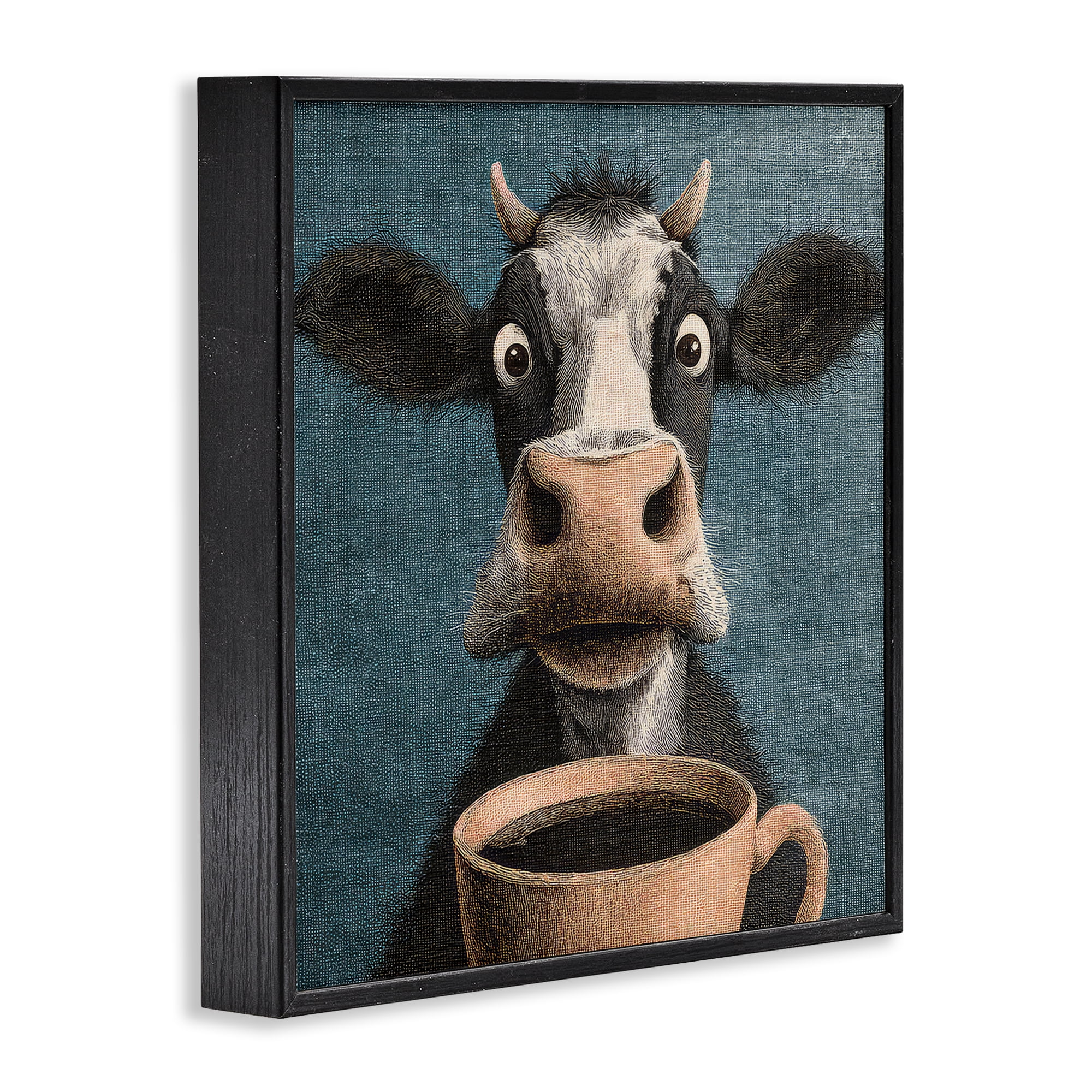 Stupell Industries Grumpy Cow & Coffee Black Framed Giclee Art, design by The Wands Want