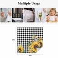 thumbnail image 4 of Sunflower Plaid Cloth Napkins, Black White Checkered Yellow Floral Washable and Reusable Dinner Napkins Set of 6, Table Napkin for Kitchen Party Birthday Wedding Hotel Housewarming 20"x20", 4 of 8