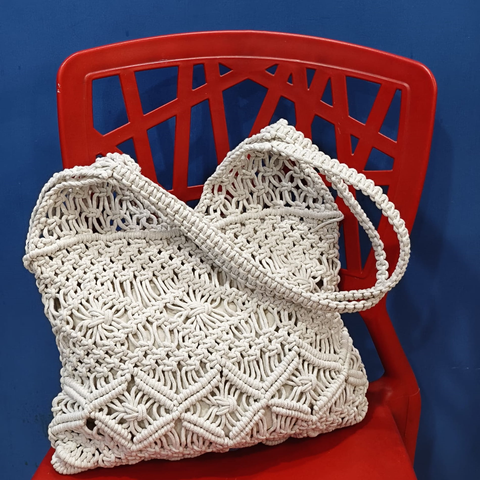 Fibre Gold Handwoven Macrame Tote Bag for Women | Cotton Eco-Friendly Shoulder Handbag