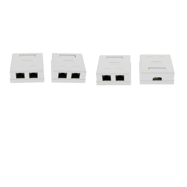 Caja Compacta De Montaje En Superficie De Pared / Puerto Ethernet cat six De Doble Puerto, 4 Piezas shamjiam Placa de cara de puerto ABS 2