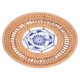 thumbnail image 4 of Posavasos redondo de porcelana azul y blanca de ratán tejido, portavasos de porcelana azul y blanca para tazas de albahaca, tazas de ratán, 13 cm/5,1 pulgadas, 4 of 14