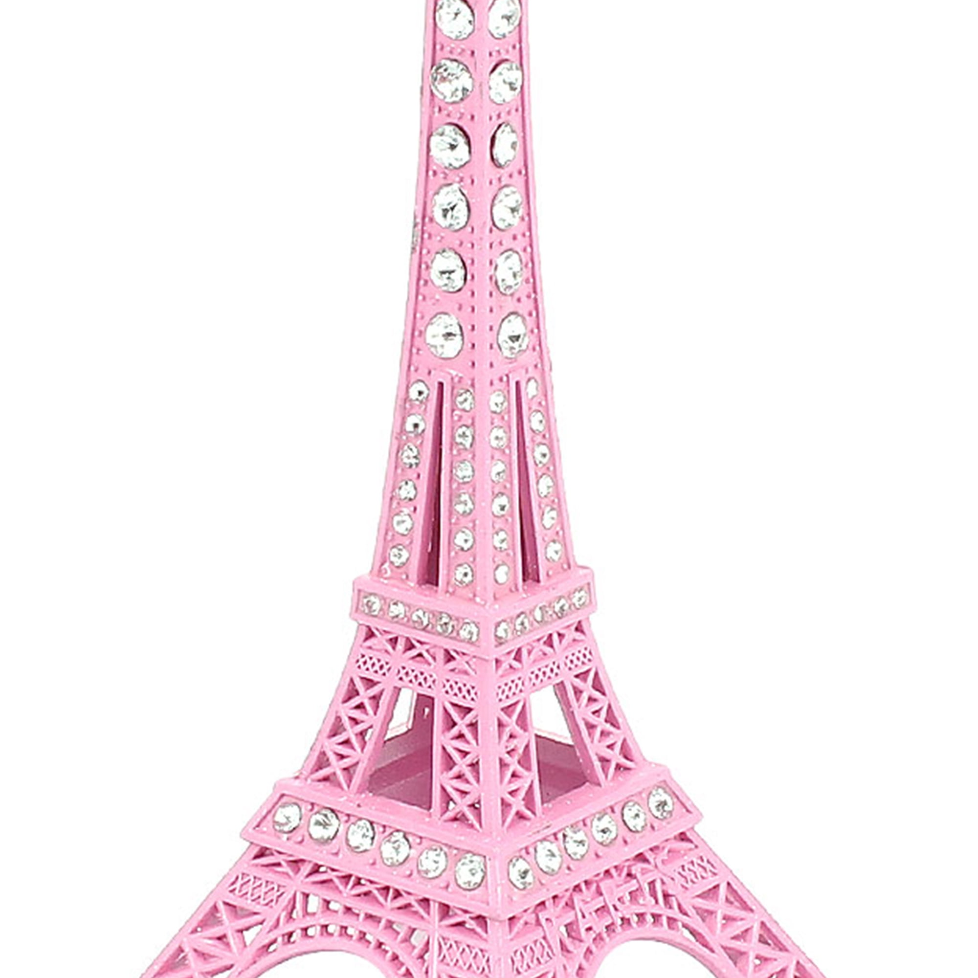 Unique Bargains 5.1 Inch Pink Rhinestone Eiffel Tower Decor Statue Decorations
