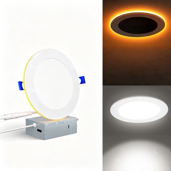 GloryAir 4 Inch LED Recessed Light with Night Light, 5CCT 2700K-5000K Dimmable Canless Ceiling Light, 9W 750LM, CRI90 , IC Rated, 1 Pack