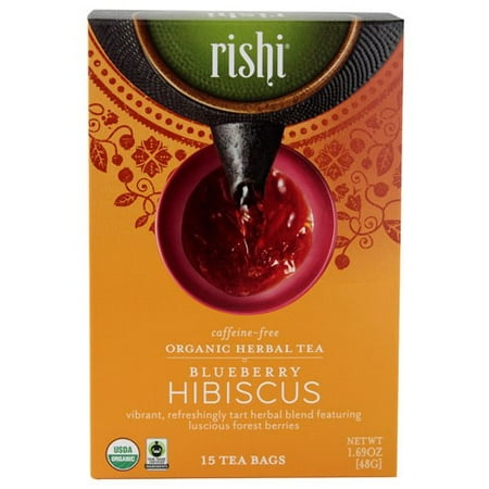 Rishi thé aux bleuets Tisane sans caféine organique Hibiscus Sacs 15 thé