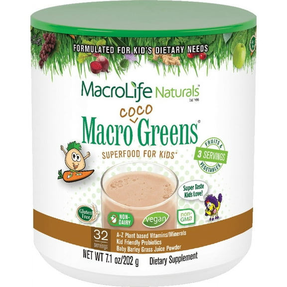 MacroLife Naturals Jr. Macro Coco-Greens Kids Complete Superfood 32 Servings / 7.1 oz