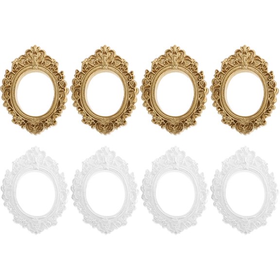 ULTNICE 8Pcs Miniature Photograph Frame Resin for Photo Props DIY Craft Oval Shape Decoration