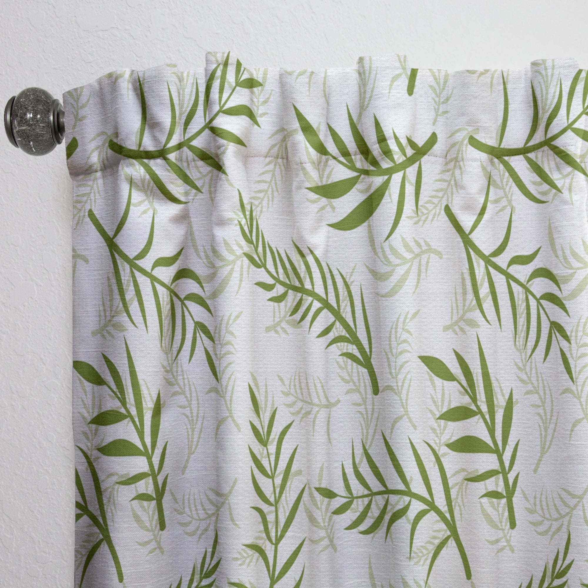 Designart 'Tropical Botanicals On White' Mid-Century Modern Curtain Panel