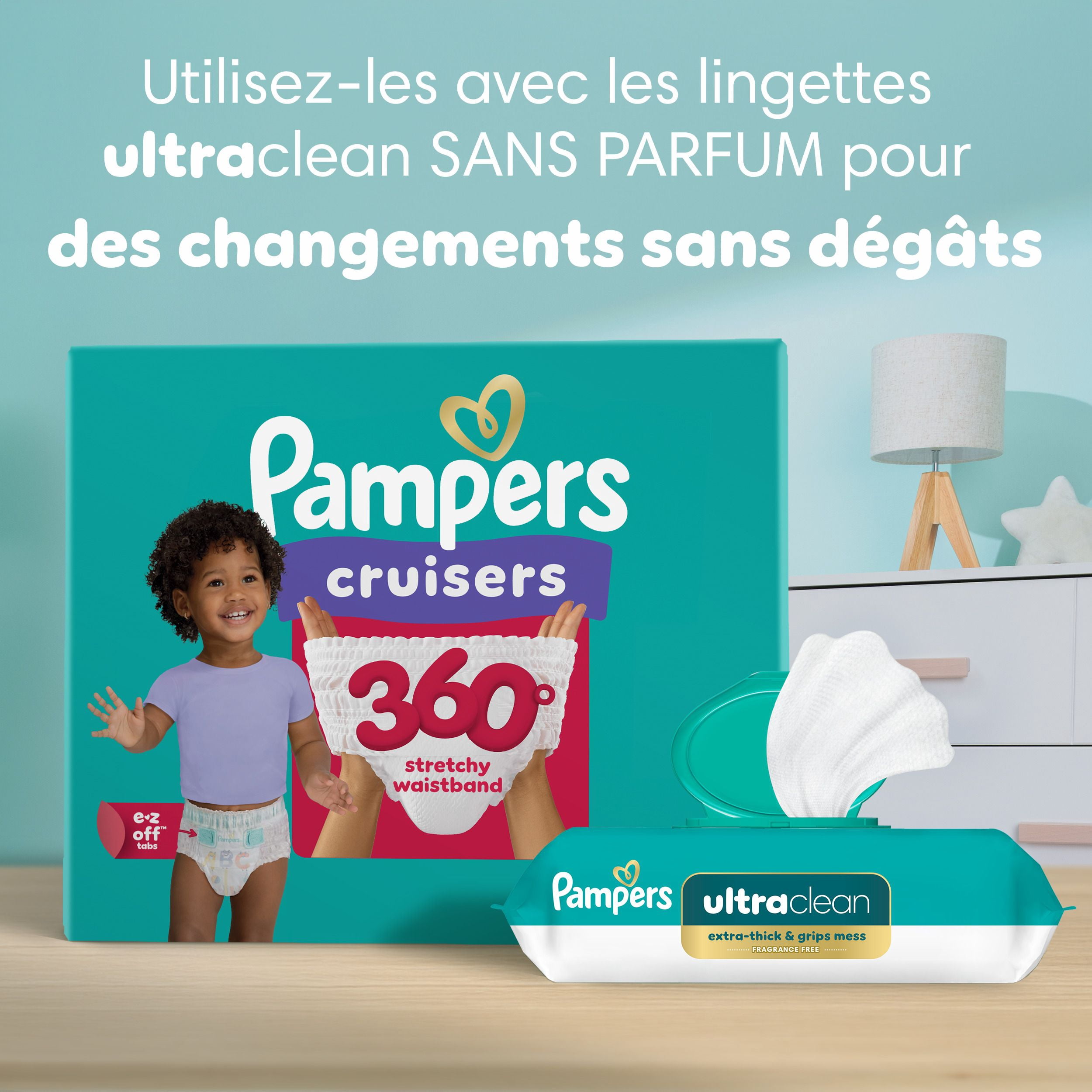 Pampers Diapers - Cruisers 360° - Size 5, up to 100% Leakproof Fit, Designed for Active Babies, Pull On Diaper, EZ Off Tabs Designed for Easy Changes