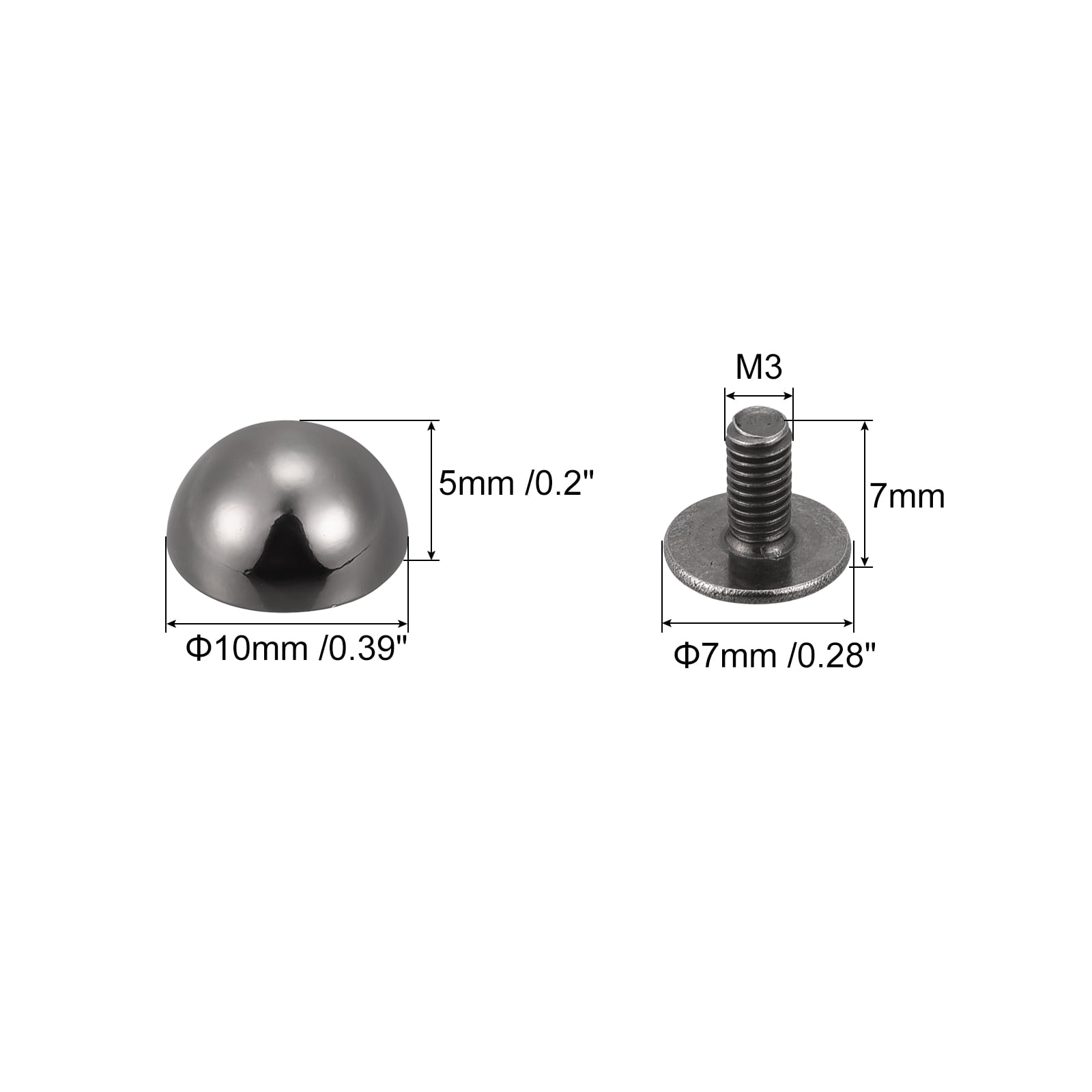 Gunmetal Screw Rivets 20 Sets 107 Mm Metal Button Screw Back Studs Screw  Studs for Bag/ Belt Leather Craft Screw Studs Rivet Stud Spike 