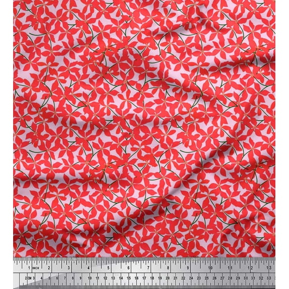 Soimoi Pink Cotton Duck Fabric Artistic Floral Decor Fabric Printed Yard 42 Inch Wide