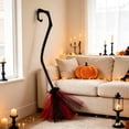 thumbnail image 2 of 38.2 Inch Witch Broom with Ribbon, Halloween Decoration Party Favor Photo Booth Accessories, 2 of 6