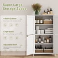 thumbnail image 6 of Walsunny Bathroom Storage Floor Cabinet Organizer with Adjustable Shelf 4 Magnetic Doors 43" Wooden Pantry Cabinet Freestanding for Kitchen Living Room Small Spaces,White, 6 of 8