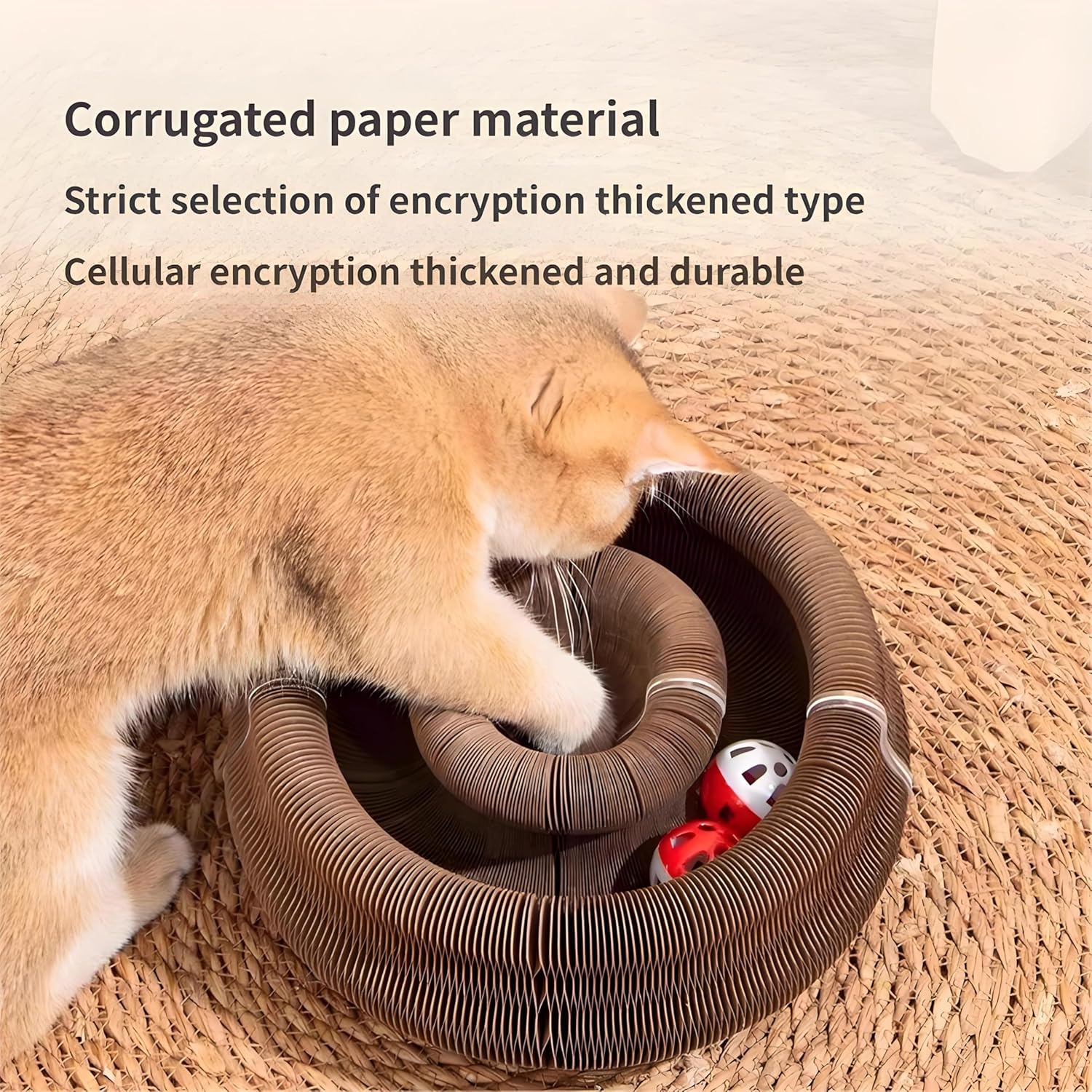 Cardboard Cat Toy, Interactive Cats Scratching Cardboard Foldable Cats Scratch Board Toy with Bell for Indoor,Magic Organ Cat Scratcher