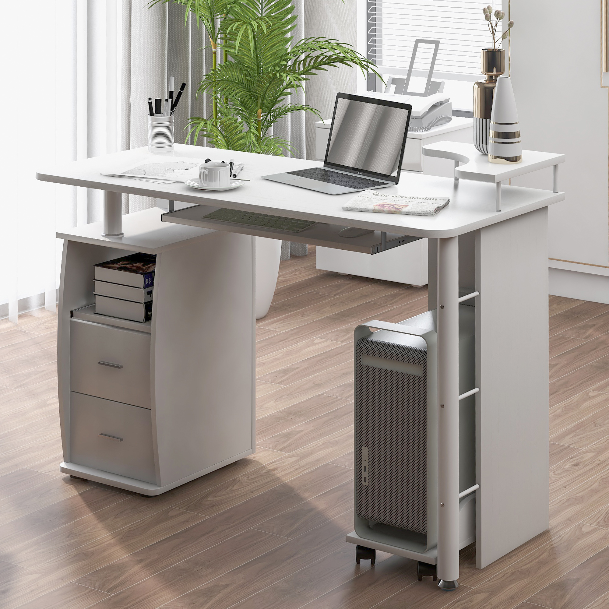 MultiFunction Computer Desk Home Office Workstation with Sliding