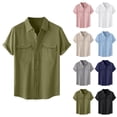 thumbnail image 4 of Hessimy Mens Short Sleeve Button Down Two Pockets Soft Vintage Regular Fit Vintage Casual Shirts,Pocket(AG,XXXXXL), 4 of 5