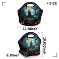 thumbnail image 3 of Herdesigns Halloween Neoprene Lunch Bag, Halloween Castle Insulated Lunch Box for Women Men Washable Lunch Tote Soft Lunch Container With Zipper for Work Picnic Travel, 3 of 7