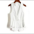 thumbnail image 3 of Women's Outerwear Vests Sleeveless V Neck Chiffon Vest Solid Color Casual Sleeveless Cardigan Short Vest Suit Vest Summer Coat, 3 of 3