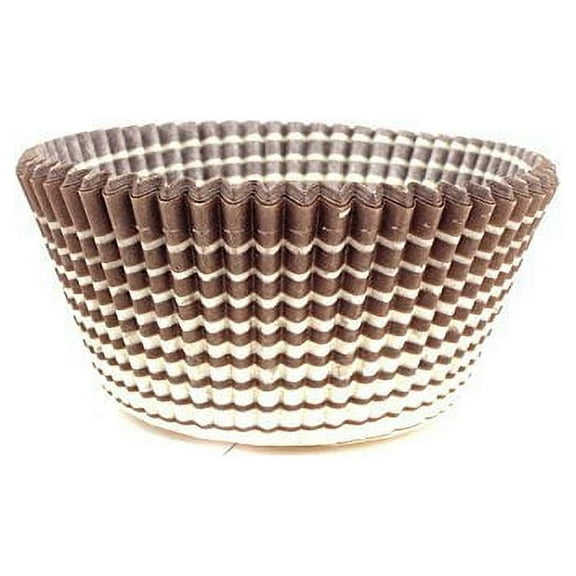 Novacart Round Glassine Paper Condiment Candy Party Cup 1.75" Bottom Diameter x 0.88" High, Brown-Striped Exterior - Pack of 200