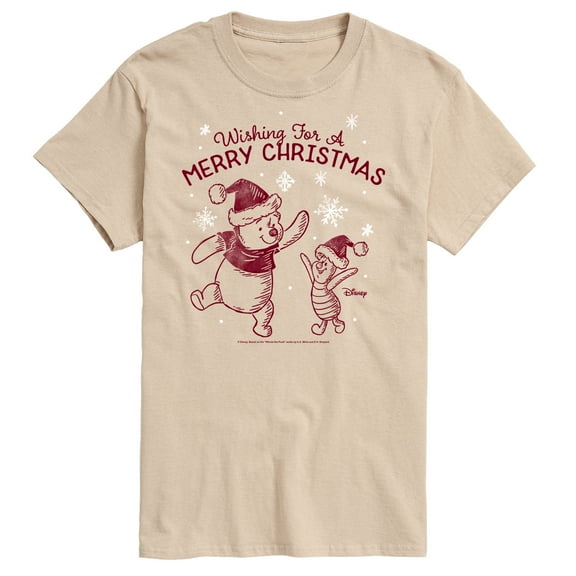 Disney Winnie The Pooh - Wishing For A Merry Christmas - Men's Short Sleeve Graphic T-Shirt