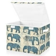thumbnail image 2 of Storage Box With Lid 16.5x12.6x11.8In Foldable Stacked Household Storage Box Blue Elephant Pattern, 2 of 7