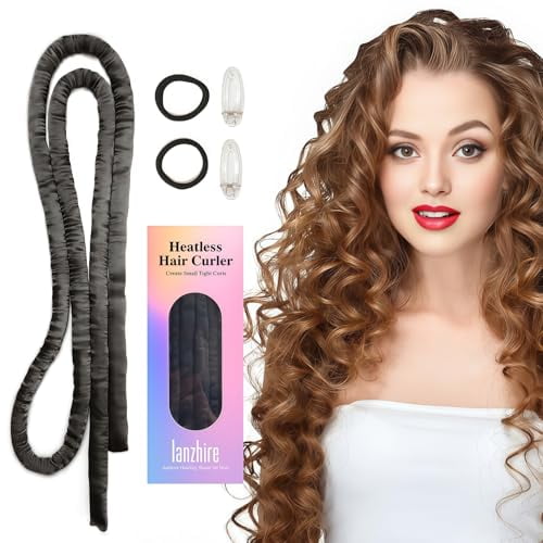No Heat Overnight Curling Headband for Long and Short Hair - Thin Heatless Curlers to Sleep In (Black)