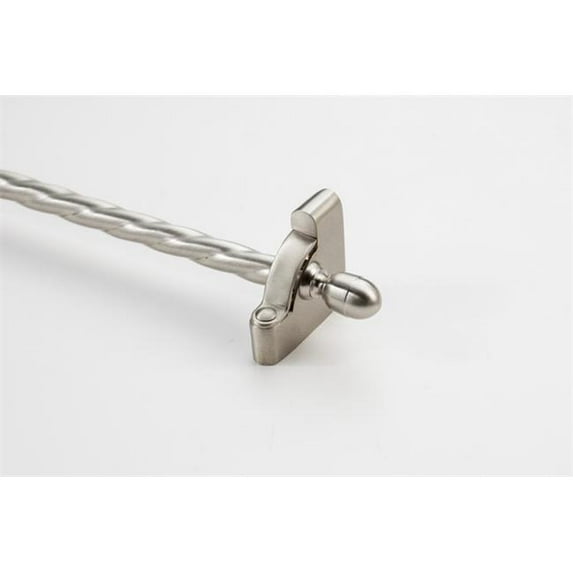 Zoroufy 01416-03463 36 in. Heritage Roped Tubular Stair Rod Set Extended Brackets Acorn Finial in Satin Nickel