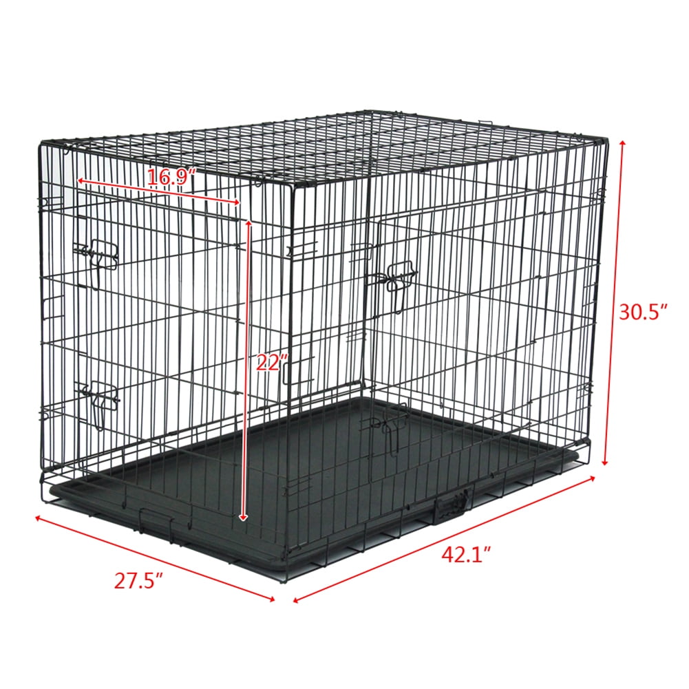 Kadyn Dog Crate Dog Cage Pet Crate for Large Dogs Folding Metal Pet Cage Double Door W/Divider Panel Indoor Outdoor Dog Kennel Leak-Proof Plastic Tray Wire Animal Cage (Black Dog Playpen, 42") Kadyn Dog Crate Dog Cage Pet Crate for Large Dogs Folding Metal Pet Cage Double Door W/Divider Panel Indoor Outdoor Dog Kennel Leak-Proof Plastic Tray Wire Animal Cage (Black Dog Playpen, 42")