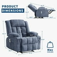 thumbnail image 2 of EuKer Lazy Boy Recline, Oversize Recline with Heat and Massage for Bedroom,Living Room,Home Theater, Blue, 2 of 7