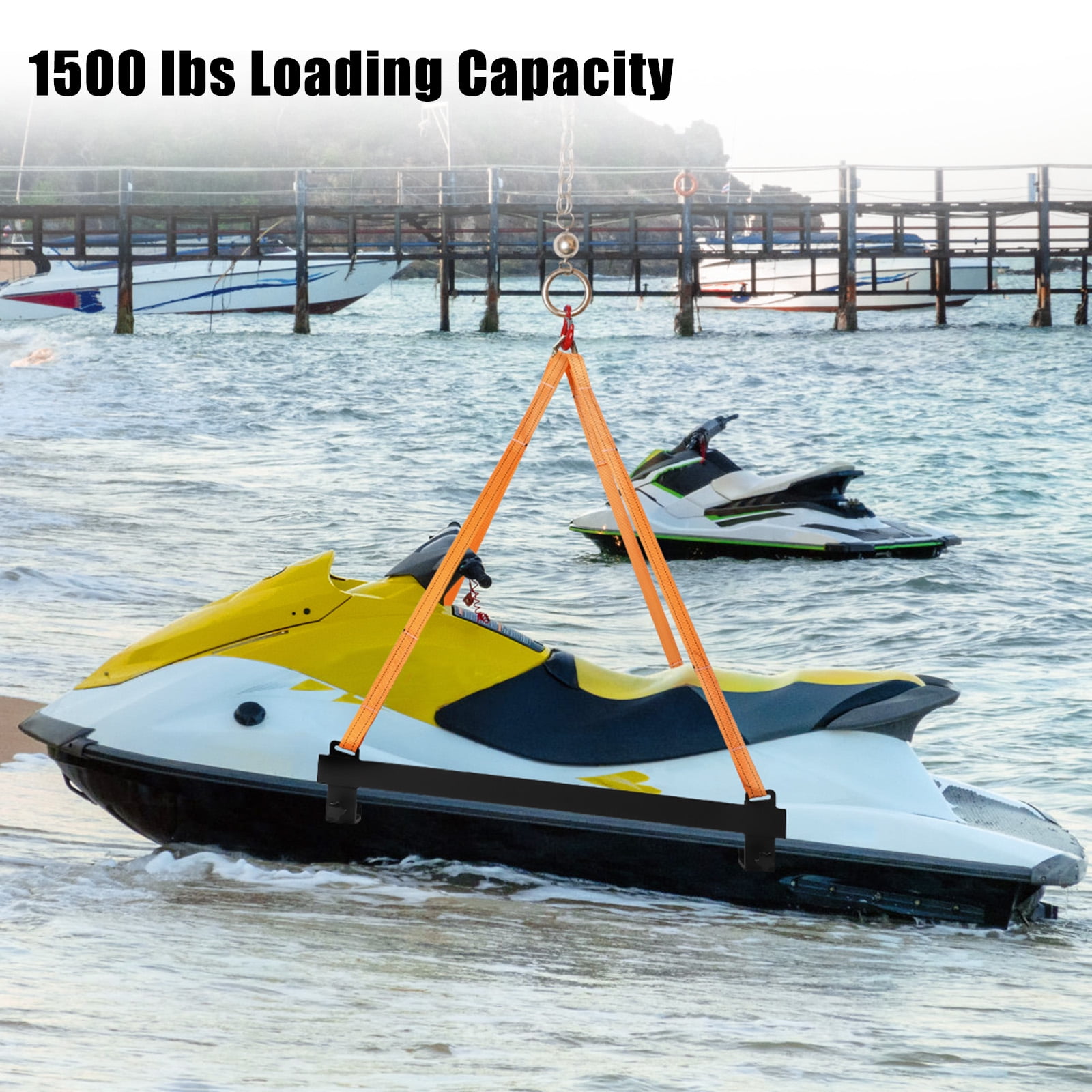 Telyswee Watercraft Lift Sling, 1500lb Polyester Lifting Straps Watercraft Capacity Jet Ski Lift Sling for Personal Watercraft