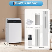Powerful 14,000 BTU Dual Hose Portable Air Conditioner with Heat Pump – 3-in-1 Cooling, Heating & Dehumidifier – Quiet, Energy Efficient Mobile AC for Rooms up to 700 Sq. Ft – Remote Control – White