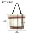 thumbnail image 5 of FORMRS Womens Canvas Tote Bag with Zipper Inner Pocket Shoulder Handbag, Cream Plaid, 5 of 7