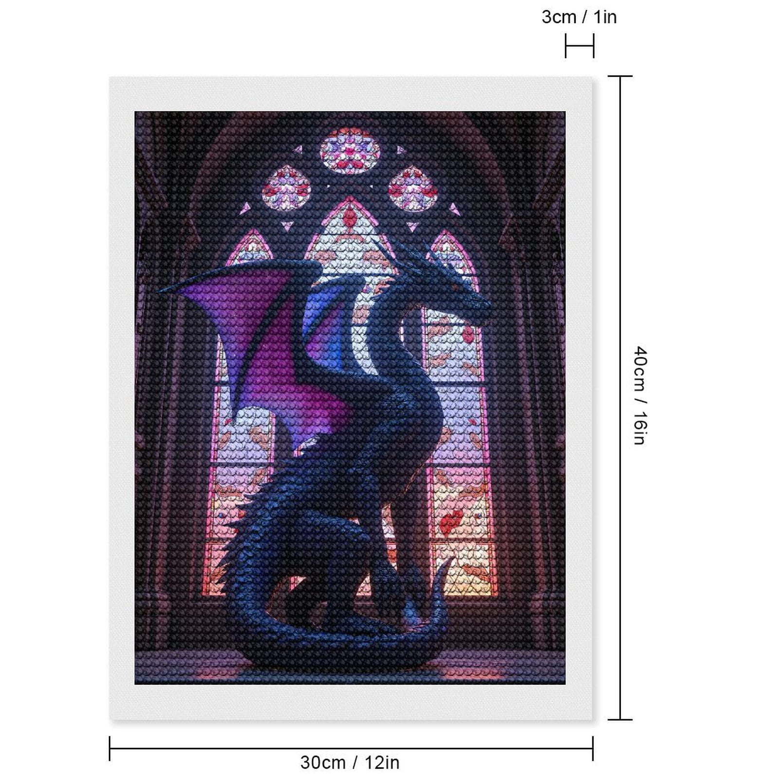 Diamond Art Kits for Adults, Mystical Dragon Stained Glass Window 5D Diamond Painting Kits for Adults Beginners, DIY Full Drill Diamond Painting, Gem Art and Crafts 12x16