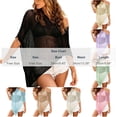 thumbnail image 3 of YSUEJPF Womens Sheer Poncho Mesh Beach Coverup One Shoulder Irregular Knit Swimsuit Cover Up Batwing Sleeve Breathable Beachwear, 3 of 6