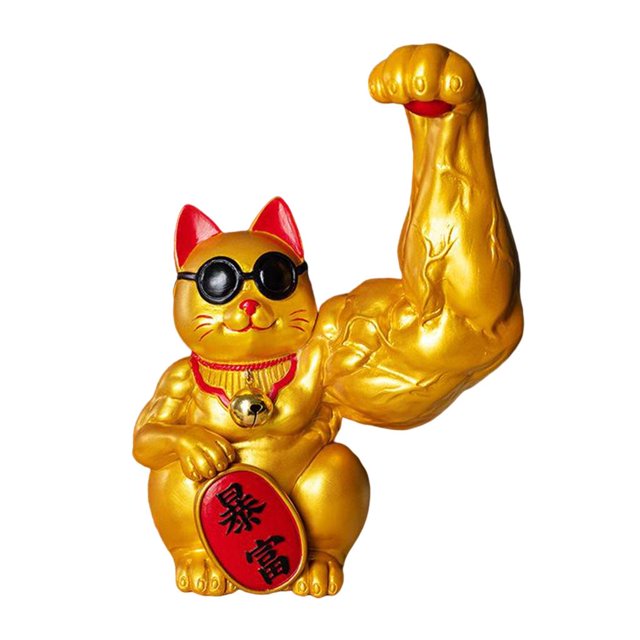 Estatua de resina de gato de la suerte de gato de de grande, apertura, gato de bienvenida, adorno Shui, artesanía de resina - 1 Magideal Estatua de resina de gato de la suerte