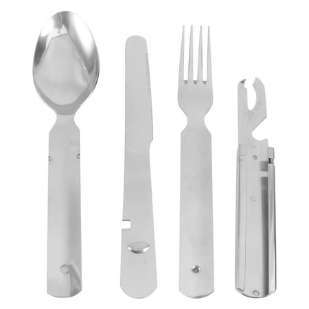 

4pcs in 1 Set Portable Utensils Cutlery Set 4-Piece Including Fork Spoon Stainless Steel Flatware Set for Travel Camping (Silver)